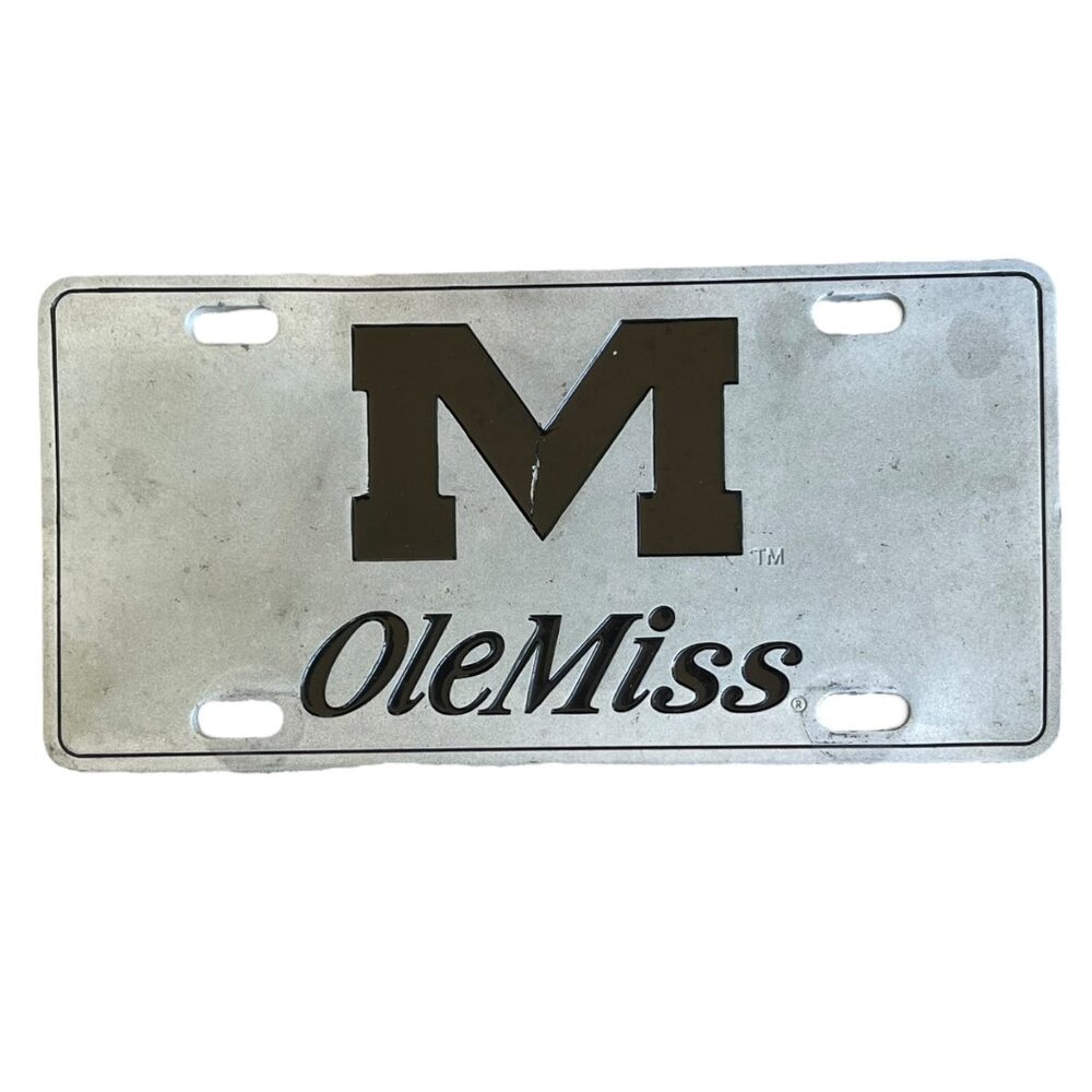 Vintage University of Mississippi Booster License Plate Ole Miss Rebels PEWTER